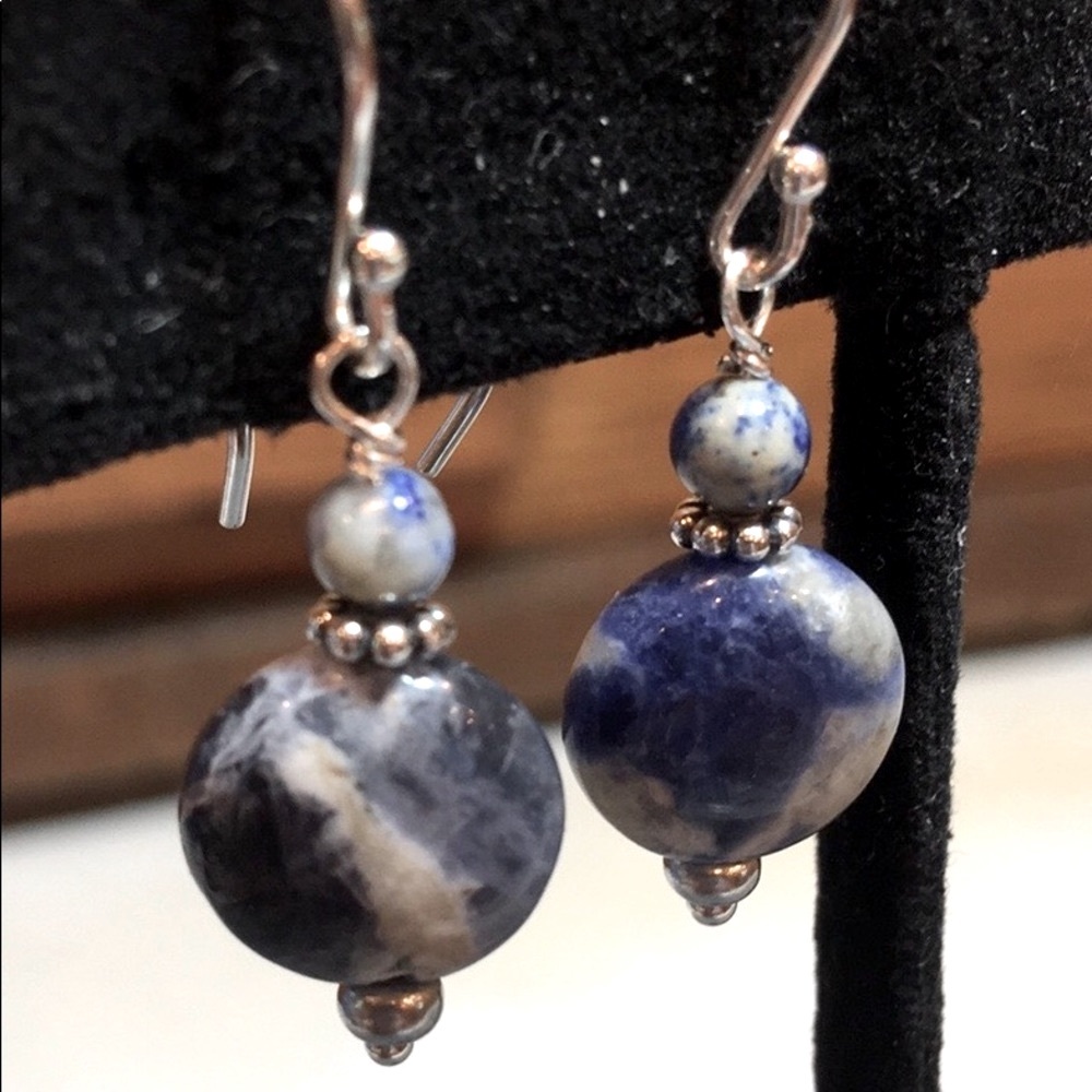 Sterling silver and Sodalite gemstone earrings